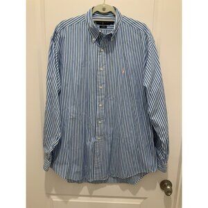 Ralph Lauren Button Down Shirt Large Blake Blue White Stripes